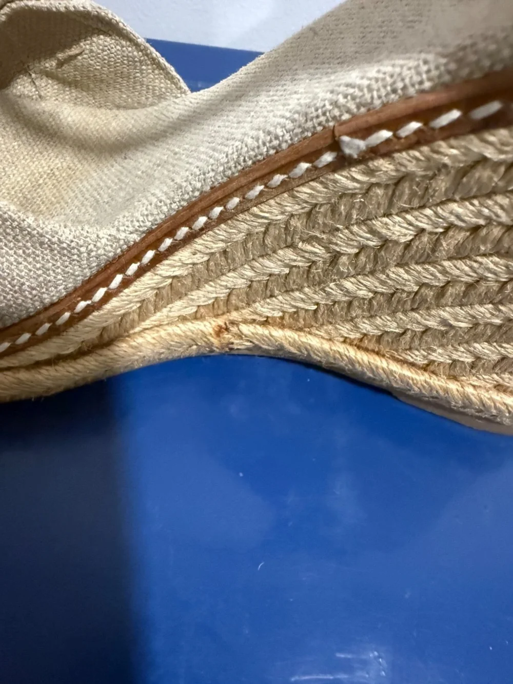 Tory Burch Knotted Linen Espadrille Wedge Sandal Gold Natural 8B Ankle Strap